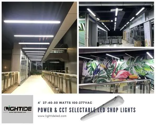 Lightde 6IN1 power & CCT selectable VAPOR-TIGHT led garage canopy lights-2