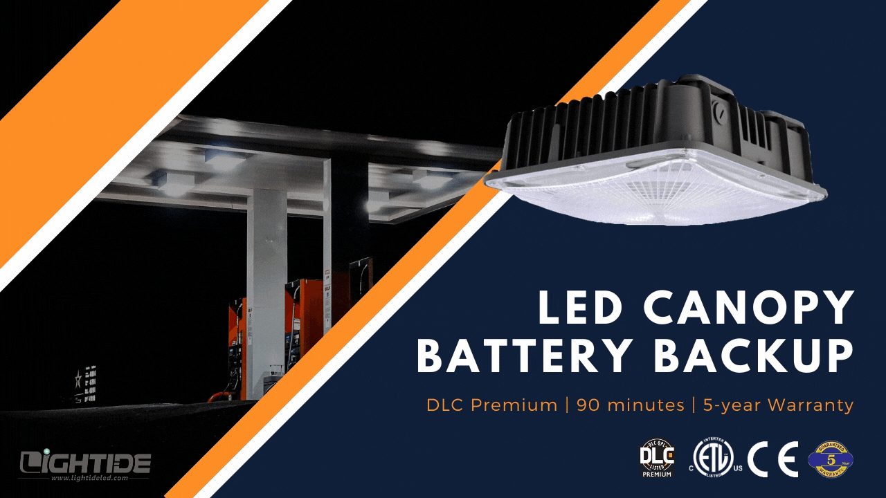 Lightide DLC premium Emergency LED canopy Lights Battery Backup 40-120 watts