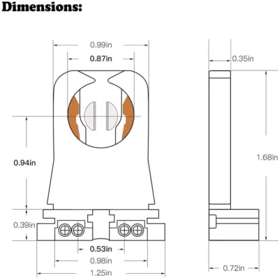 T8 Lamp socket dimension